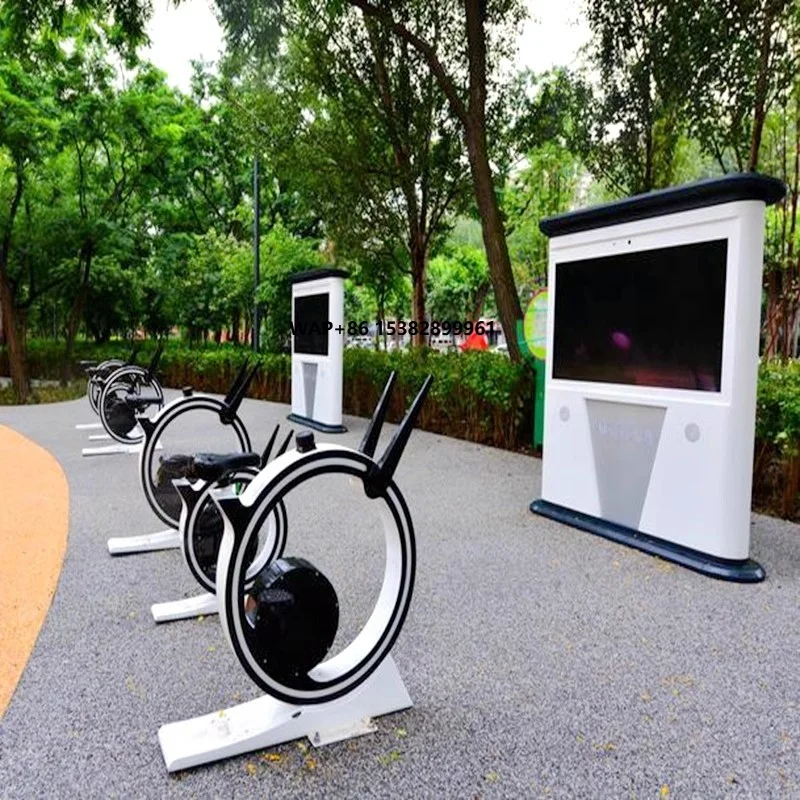 AI Virtual Racing Cycling Smart Fitness Bike with AR Interactive Multiplayer for Outdoor Amusement Equipment