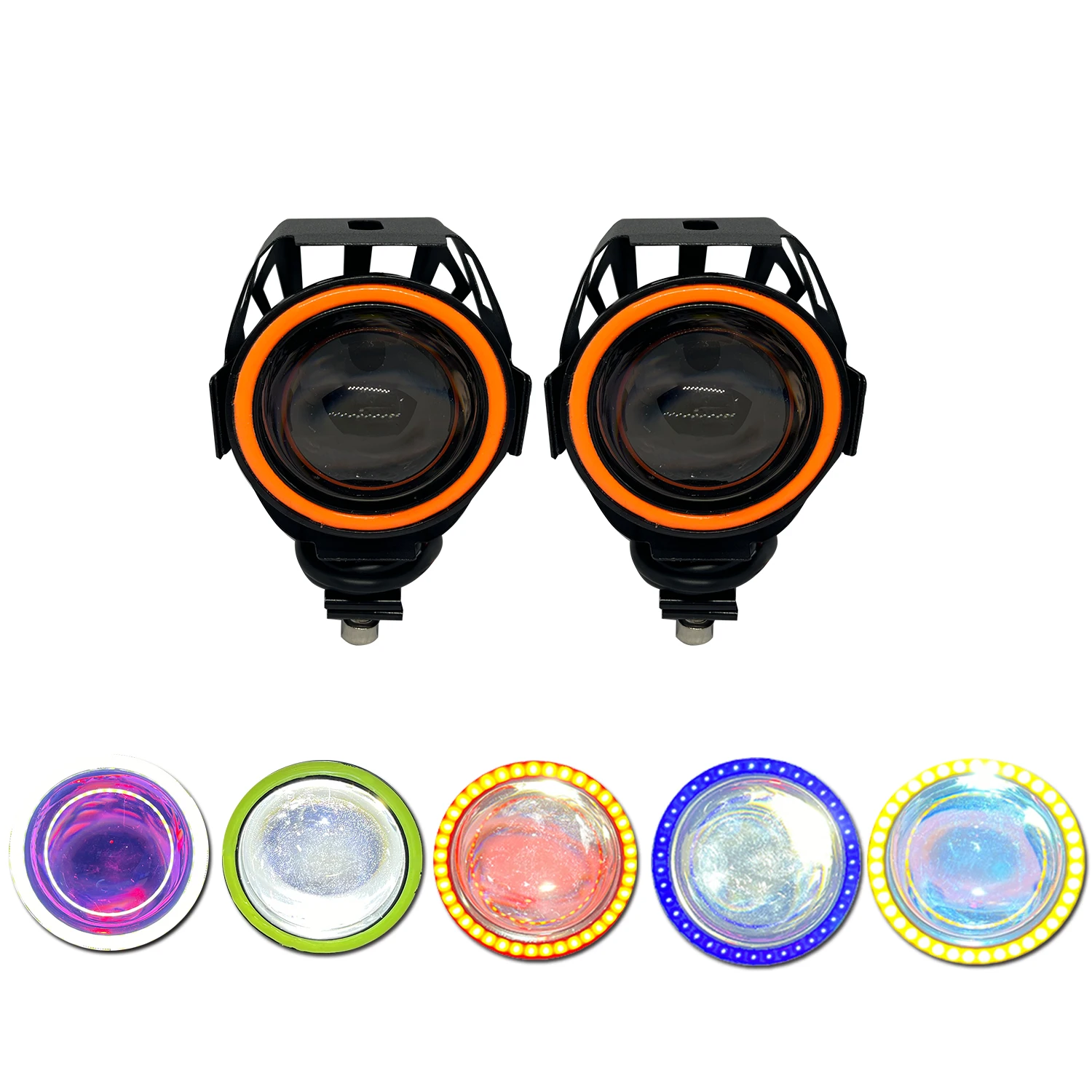 

U7 Motorcycle LED Headlight With Angel Eyes Moto Auxiliary Light Super Bright Spotlight Motobike Lamp Fog Light 4200LM
