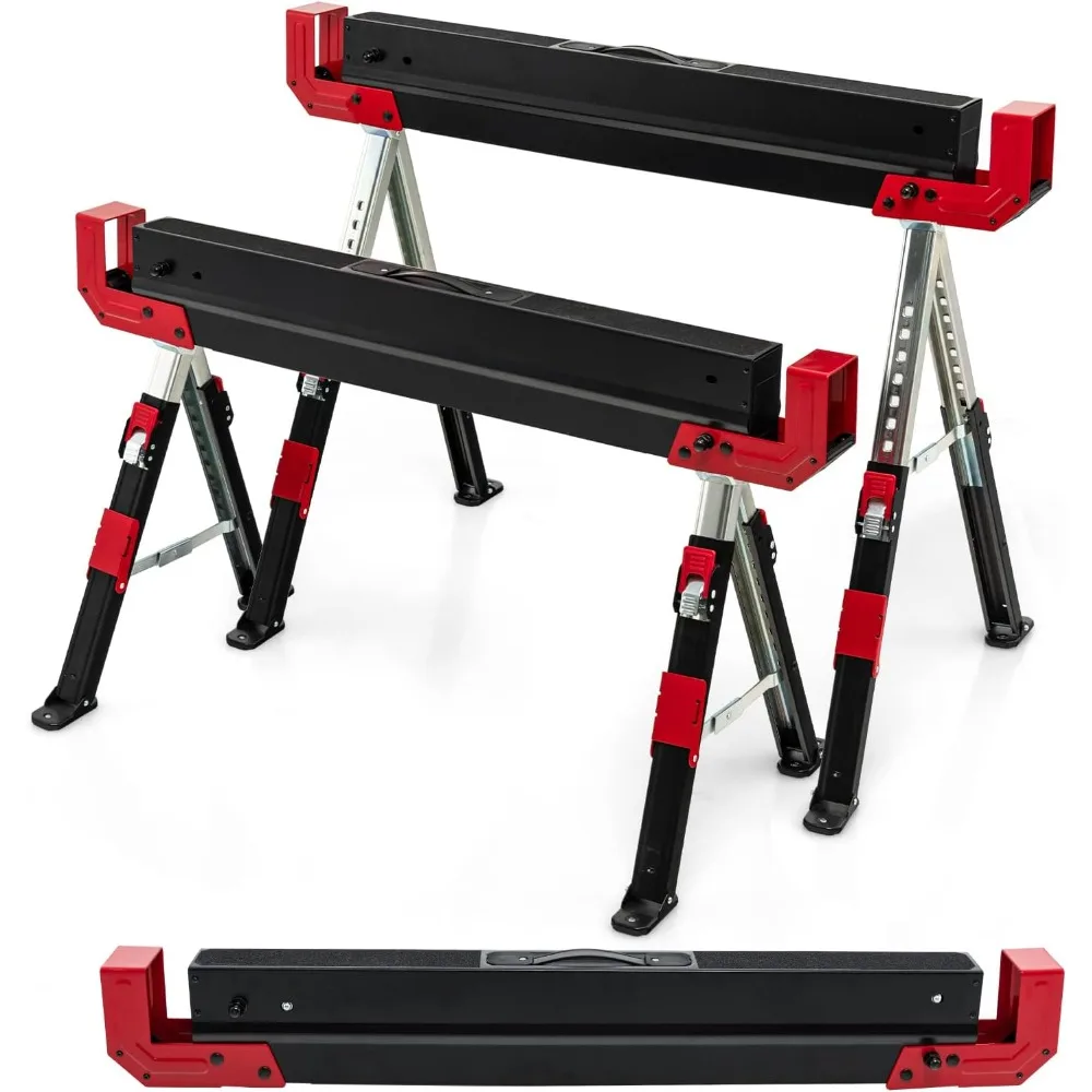 Saw Horses 2 Pack, 2600 LBS Height Adjustable w/ Press-To-Release Legs, Heavy-Duty Saw Horses for DIY & Woodworking Project