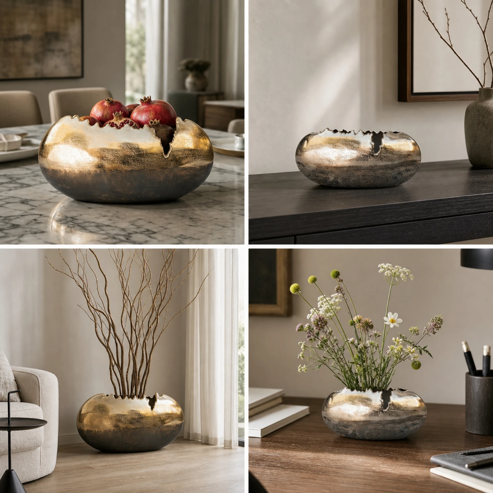 Decorative Vase Lustrous Sculptural Vase Tabletop Accent Rustic Vessel Small for Shelf, Entryway