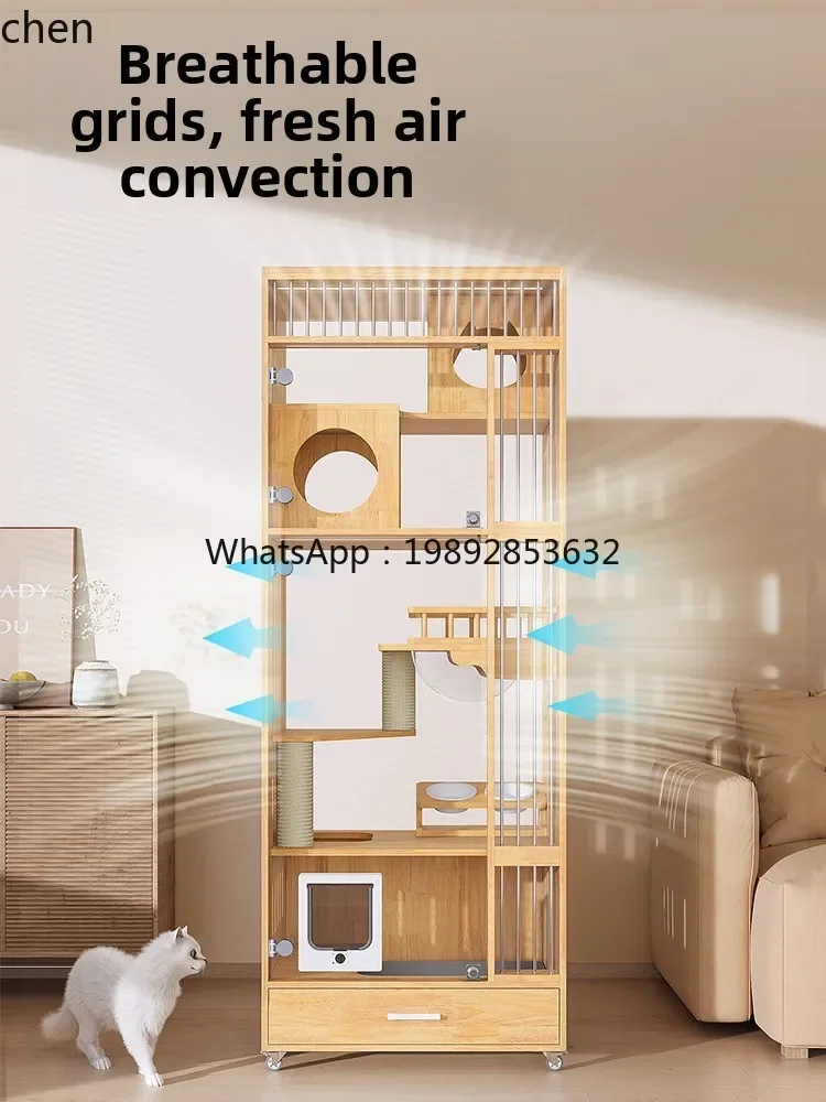 

solid wood cat villa does not occupy an area of small apartment with toilet, cat nest house and cat house integrated