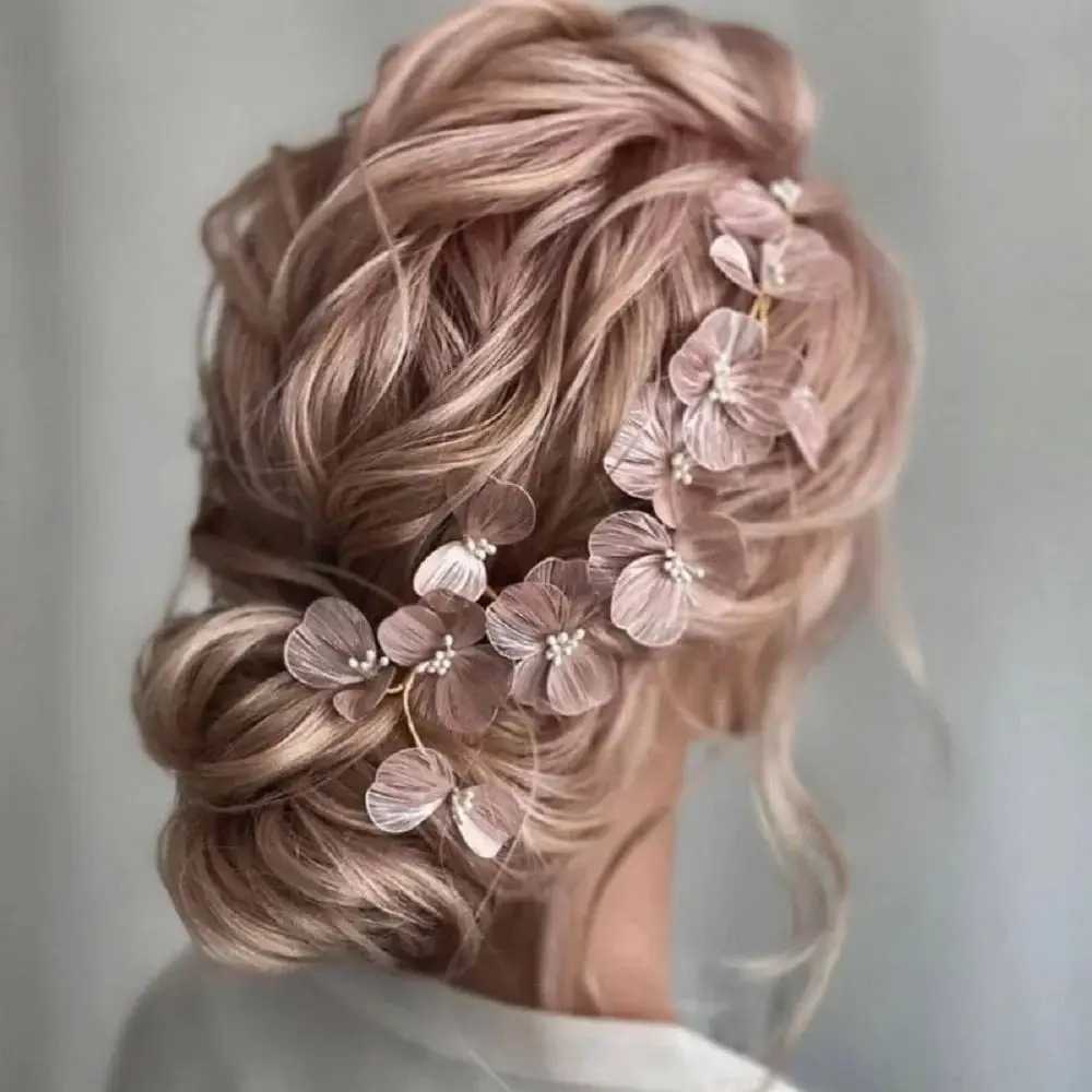 Golden Floral Hairband Wedding Hair Accessories Bridal Marrige Tiaras Fairy Pearl Heaband Vintage Princes Prom Hair Jewelry Gift