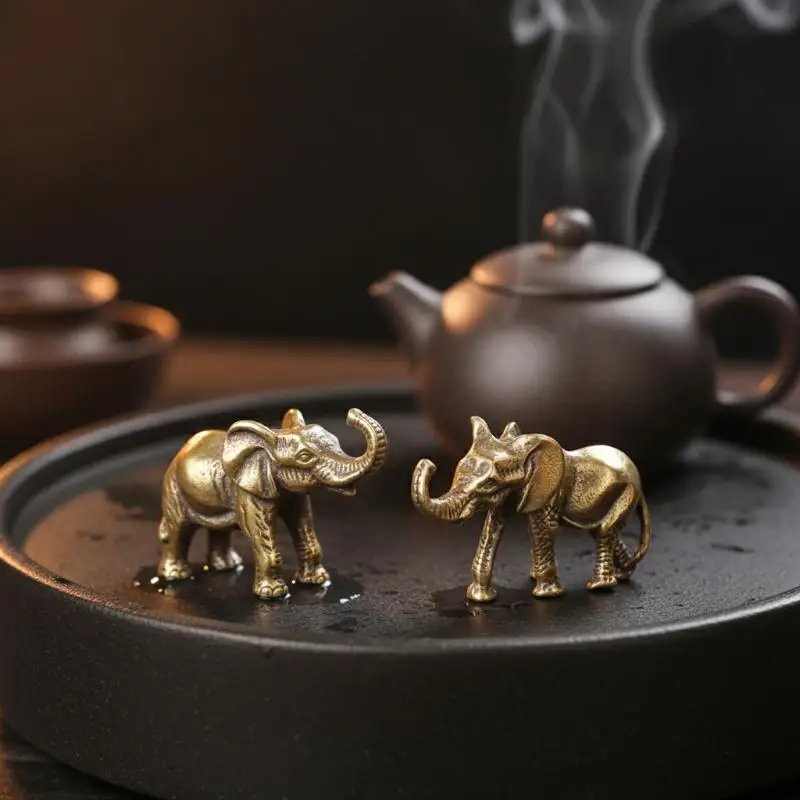 Zinc Alloy Elephant Figurine Vintage Texture Lucky Trunk Up Handmade Decor for Fireplace Mantel Shelf Housewarming Gift Ornament