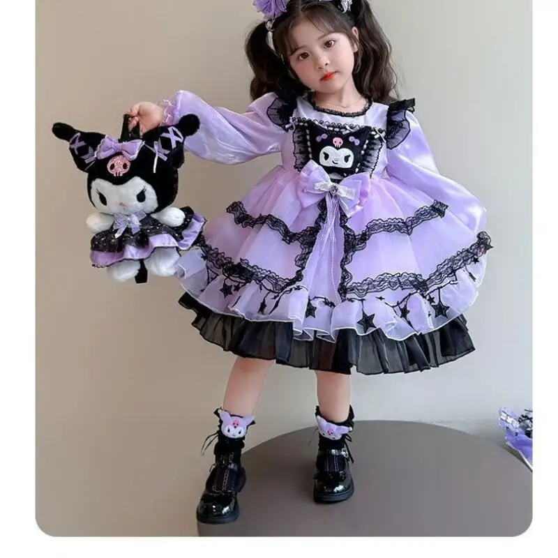 

Sanrios Kuromi Princess Skirt Kawaii Autumn New Style Baby Birthday Fashion Lolita Dress Halloween Purple Skirt Holiday Gift Hot