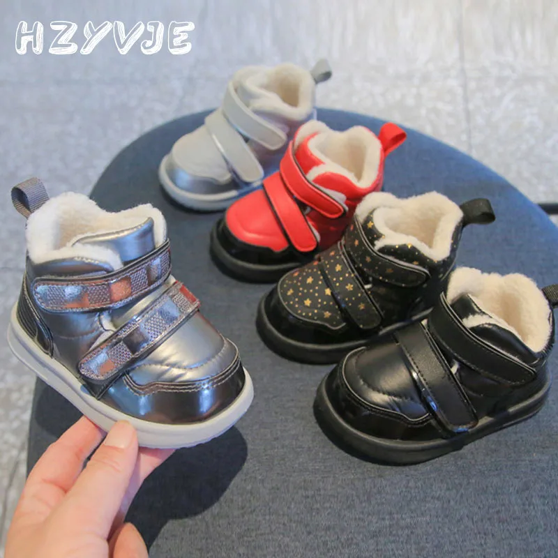 2023 Winter New Plus Thickened Baby Walking Cotton Shoes Children\'s Add Velvet Warm Snow Boots Non Slip Outdoor Sports Shoes