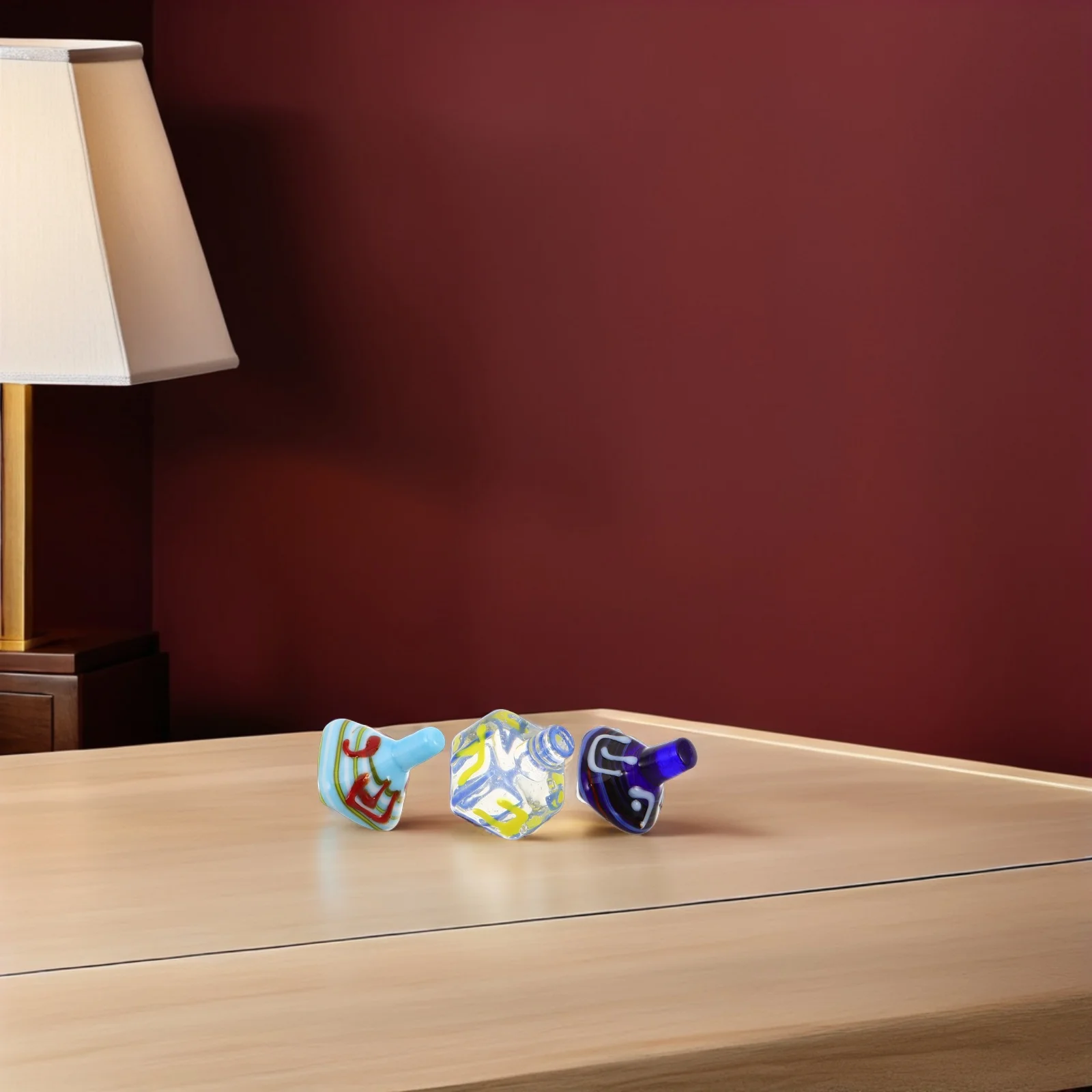 

3Pcs Handmade Glass Dreidel Set Classic Hanukkah Game Jewish Tradition Keepsake Hanukkah Dreidel Dreidels