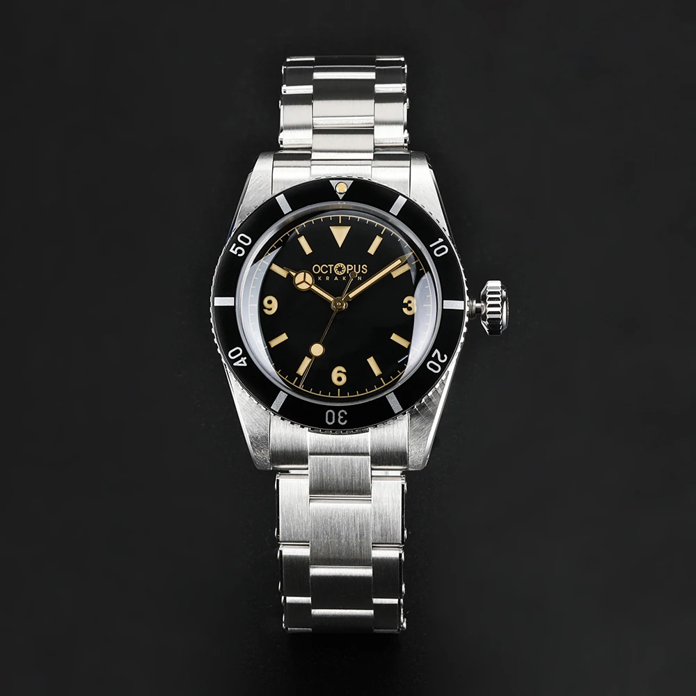 Octopus Men Automatic Watch 37mm Mechanical Wristwatch Diver 20Bar Waterproof BGW-9 Luminous 120 Clicks Aluminium Bezel PT5000