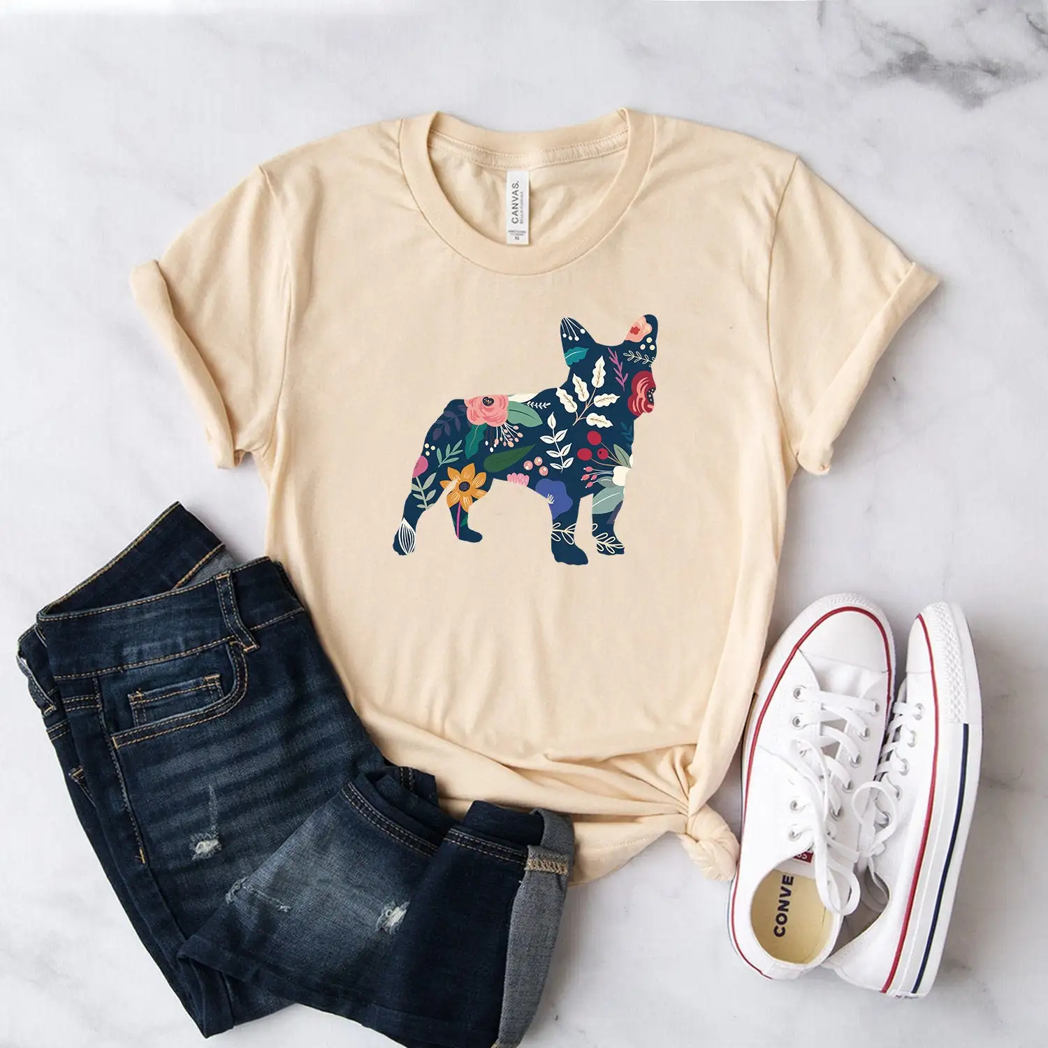 

Футболка с французским бульдогом S Frenchie Dog Mom Softstyle