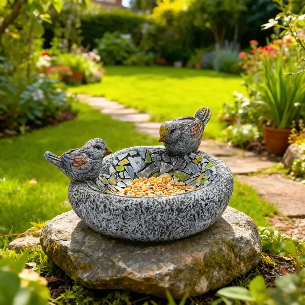 Resin Resin Birdbath Feeder Garden Ornament Outdoor Backyard Animal Statue Decorative Craft Figurine Watering Station Decor - Aliexpress Deal