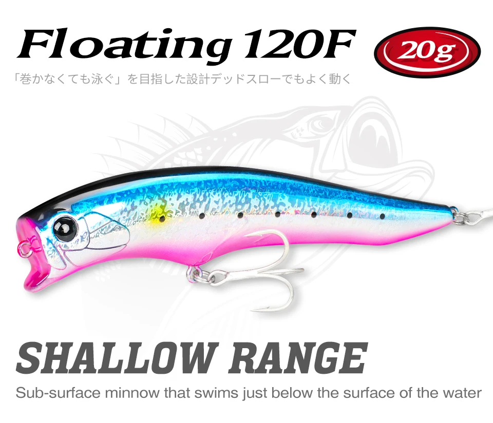 TSURINOYA Floating Minnow 120F Ultra Weitwurf-Strandfischköder 120mm 20g 0-30cm GORGO Salzwasser Seebarsch Flunder Hardbaits – Detail 4