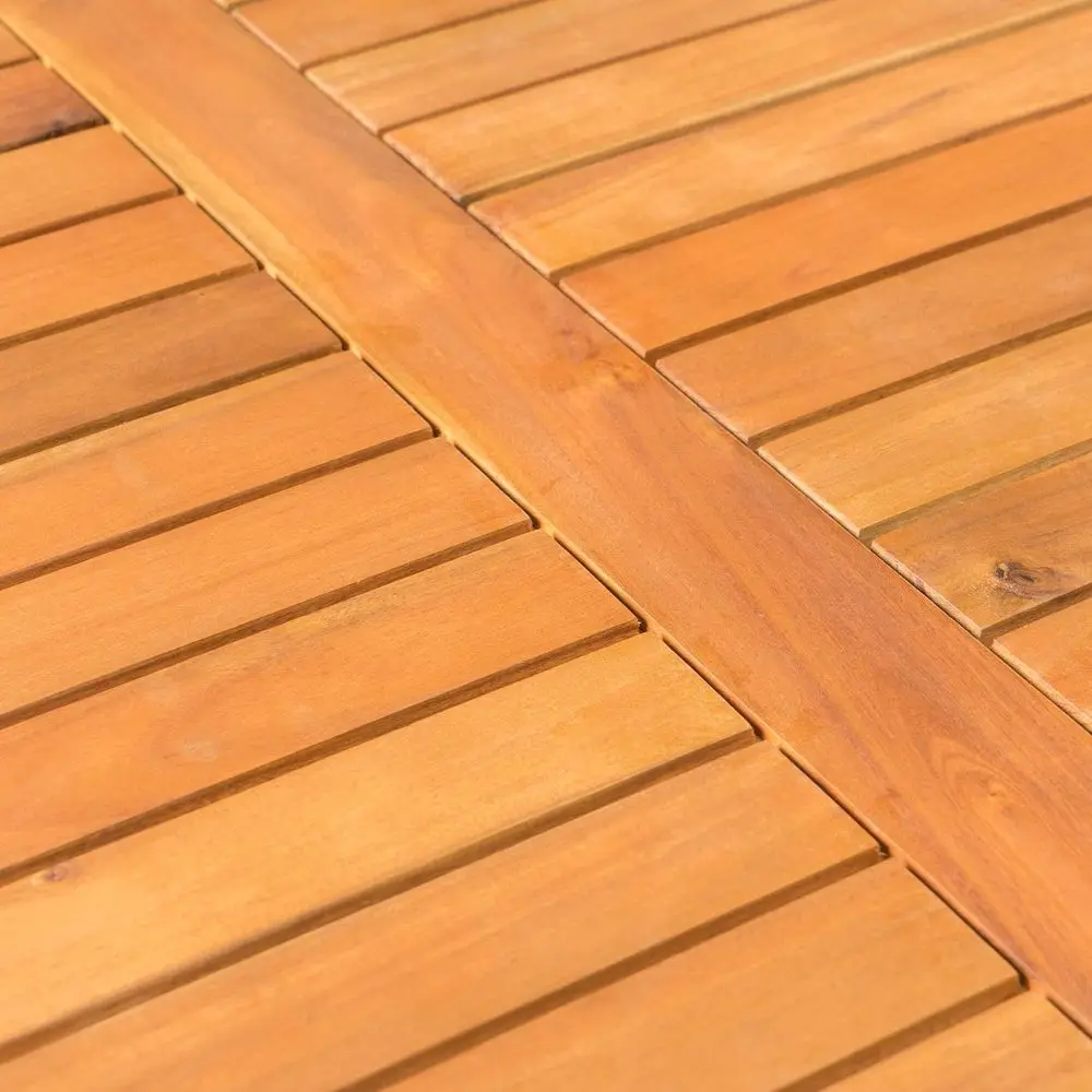 Brown Acacia Wood Outdoor Coffee Table with Teak Finish