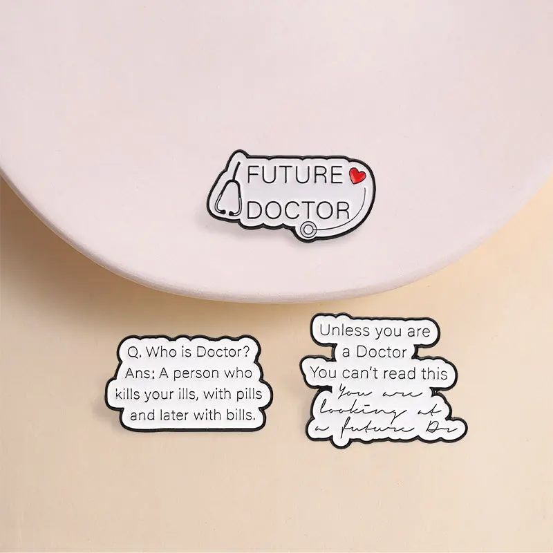 New Funny Medical English Metal Brooch Cartoon Casual Commute Badge Accessories Pin DIY Clothing Bags Hat Scarf T-shirt Unisex