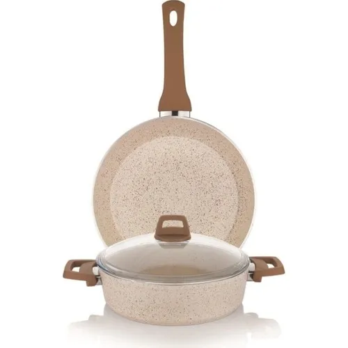 Schafer Crust Granite Cookware Set 3 Piece Beige