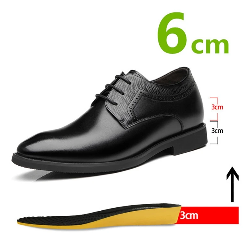 Man Elevator Business Dress Leather Shoes 3/6/8cm Men Formal Shoes Winter/Spring Business Men Oxfords Versatile Wedding Shoes