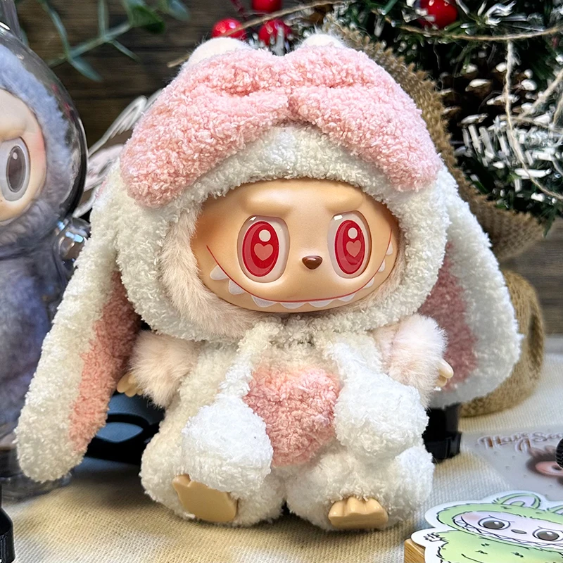 

Одежда для/одежды 17 см Labubu V1v2v3 Labbu, одежда с подвеской в виде сердца, набор макарон и кролика для сидения, праздничная одежда для кукол