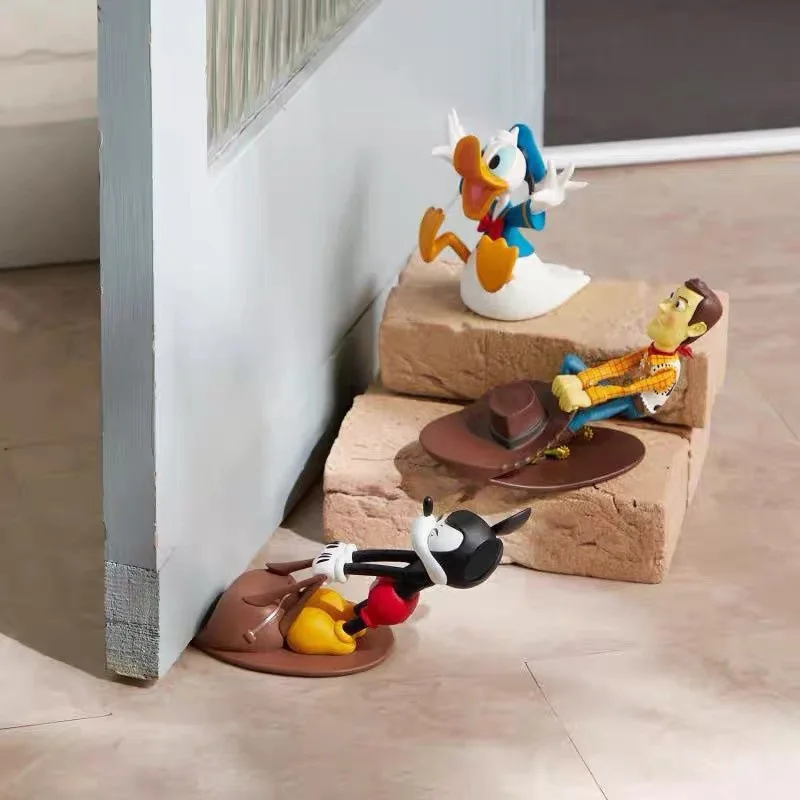 Disney Mickey Mouse Donald Duck Doorstop Anti-Collision Door Cartoon Woody Creative Home Decor Fun Doll Desktop Decoration Gift