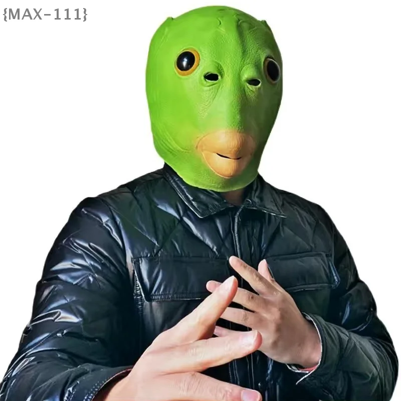 【F2-MAX-111】Set de Máscara de Cabeza de Pez Verde Creativa y Espeluznante, Juguete de Monstruo de Halloween para Esculturas de Arena y Decoración de Muñecas Extrañas