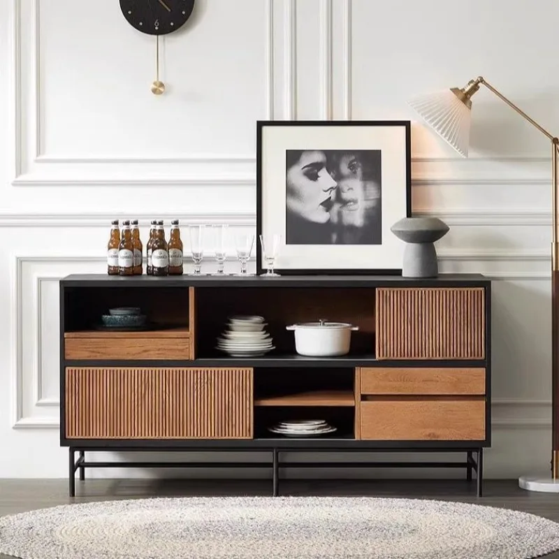 

color-blocking sideboard storage cabinet wabi-sabi style simple foyer entrance cabinet living room decoration cabinet