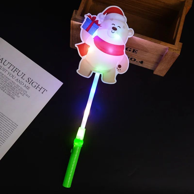 Merry Christmas Flashing Luminous Stick LED Old Man Snowman Handheld Glow Sticks Birthday Party Atmosphere Props Light Up Toys