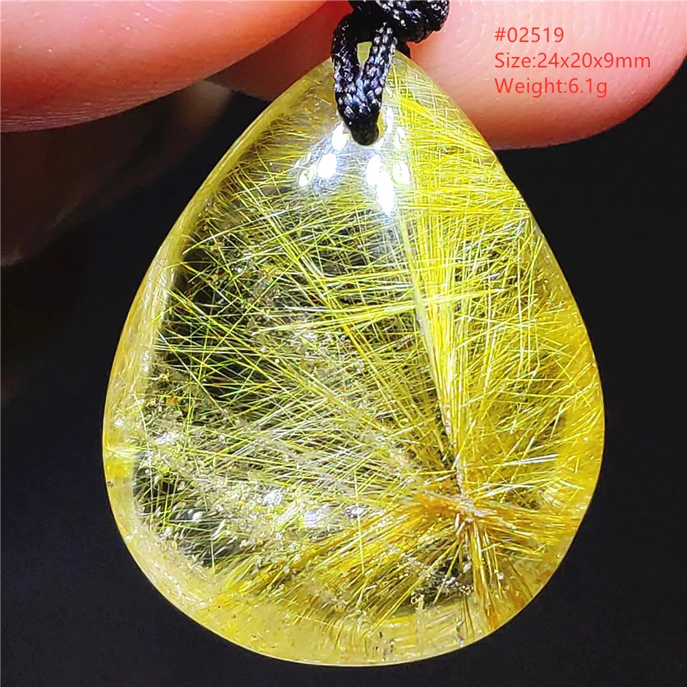 

Natural Gold Rutilated Quartz Rectangle Pendant Crystal Yellow Rutilated Wealthy Stone Necklace Beads Jewelry Brazil AAAAAA