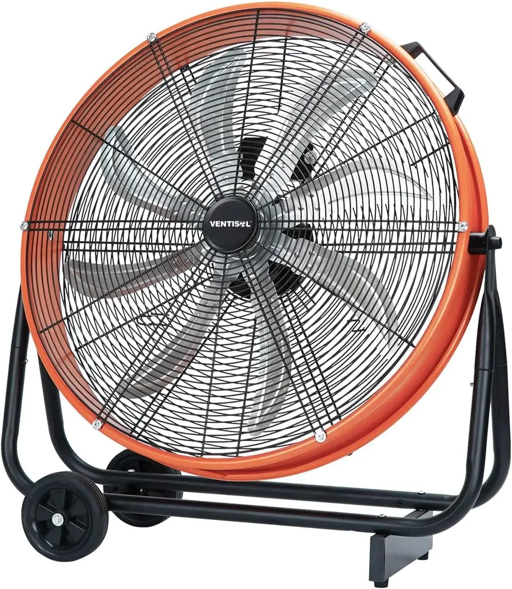 24 Inch Industrial Floor Fan, 3-Speed High Velocity Shop Fan with 8 Blades, Heavy Duty Drum Fan 9500 CFM, Large Metal Garage