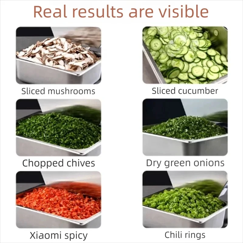 PBOBP Commercial Vegetable Dicer Slicer Shredder Electric Food Cutter Machine For Potato Carrot Radish Dicing Slicing Shredding
