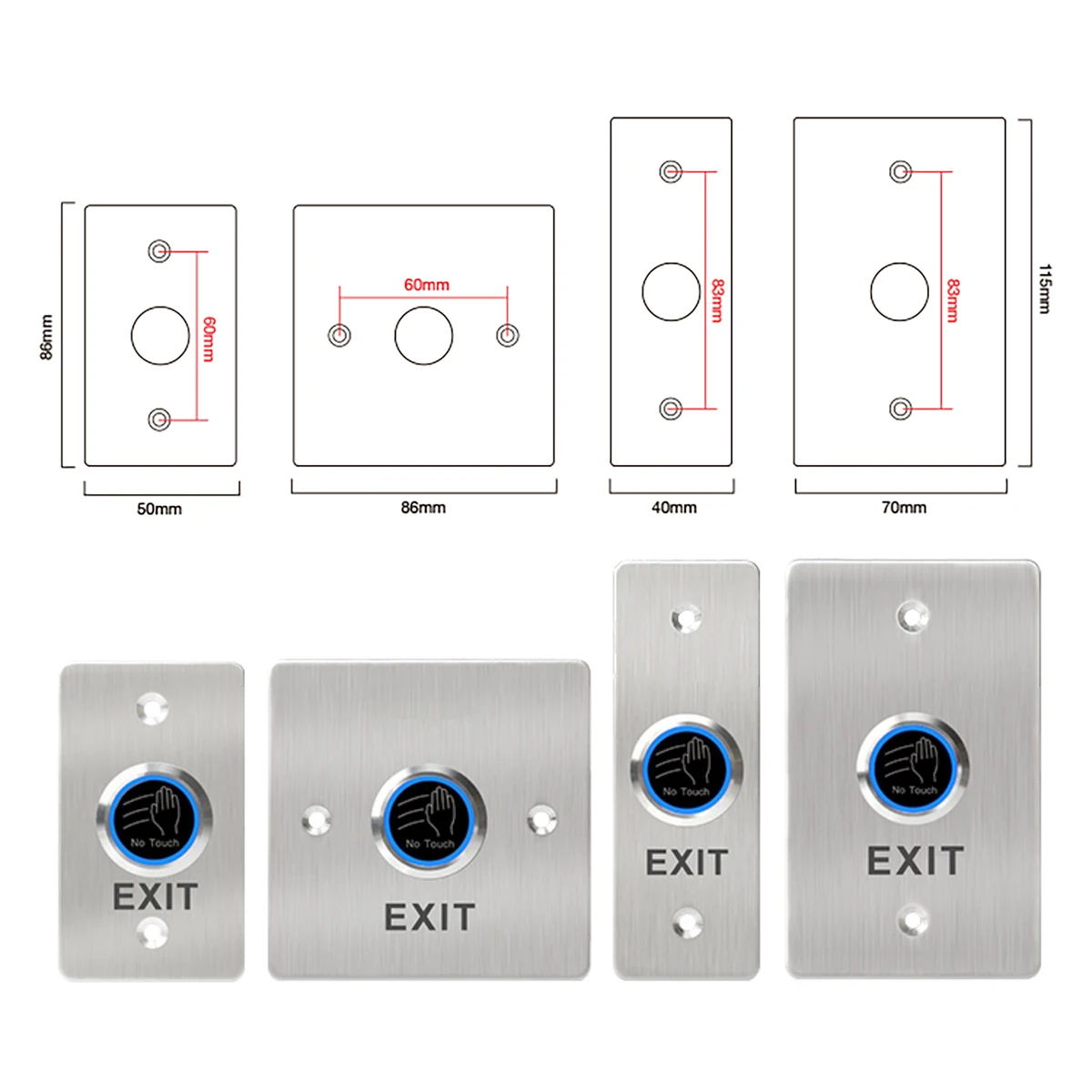 Imagem -04 - Prova Dip68 Água Fechadura da Porta Botão de Saída Infravermelho Nenhum Toque Abertura Interruptor de Pressão para o Sistema de Controle Acesso da Porta Ip68 à