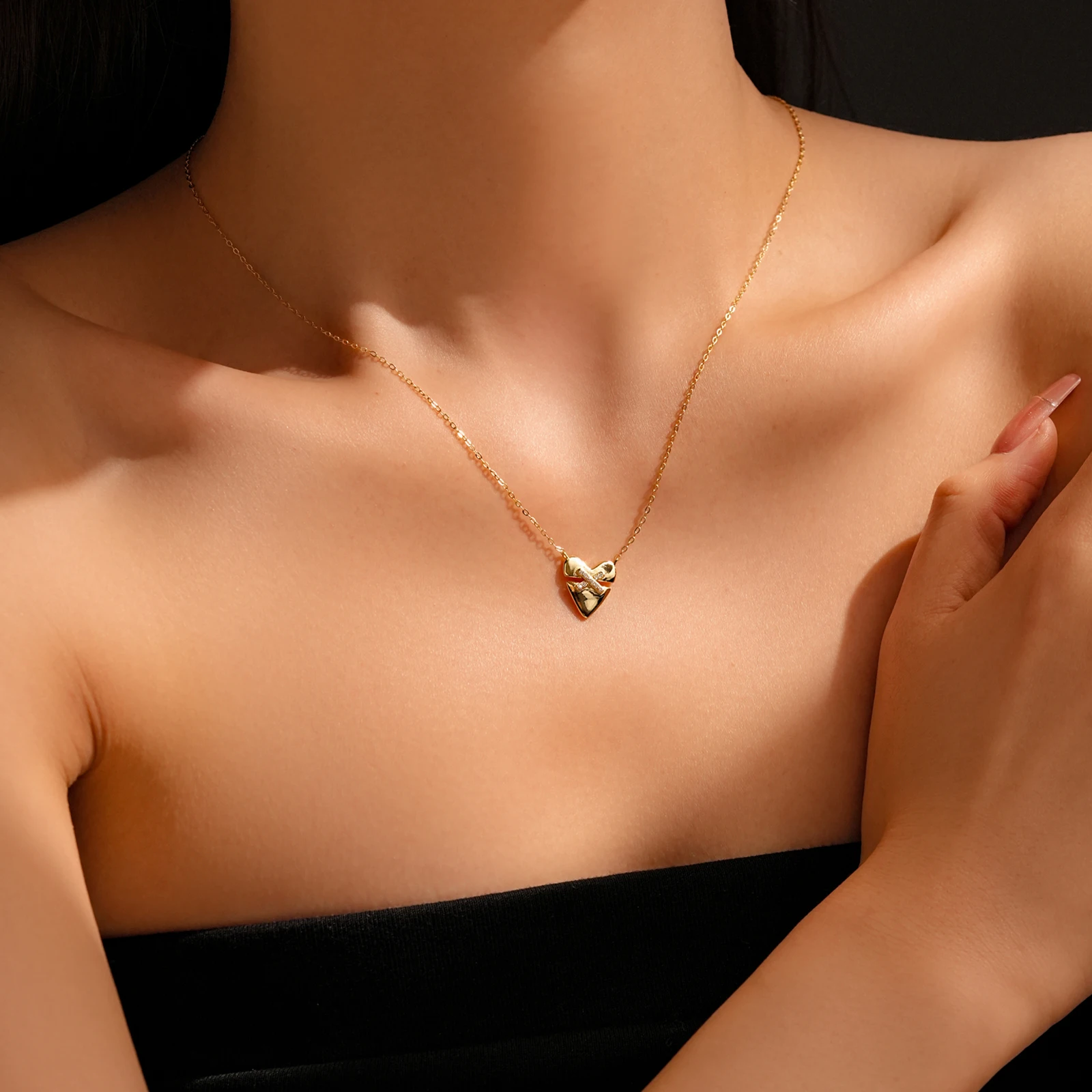 ANDYWEN 925 Sterling Silver Irregular Heart Pendant CZ Zircon Long Necklace Women 2024 Winter Luxury Fine New Year Jewelry Gift