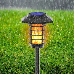 Lámpara de llama Solar para exteriores, luz LED de doble fuente de luz, impermeable, decoración de paisaje, suelo, 1-2 piezas