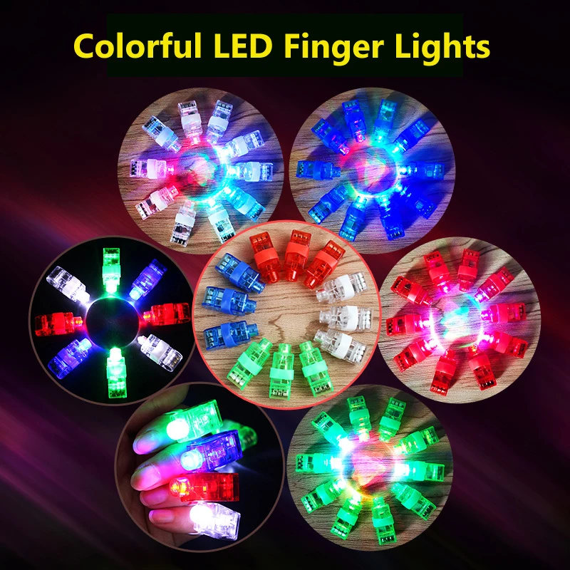 30/50/100Pcs LED Finger Lights Color Finger Flashlights Light Up Toys for Kids Birthday Christmas Halloween Party Favors