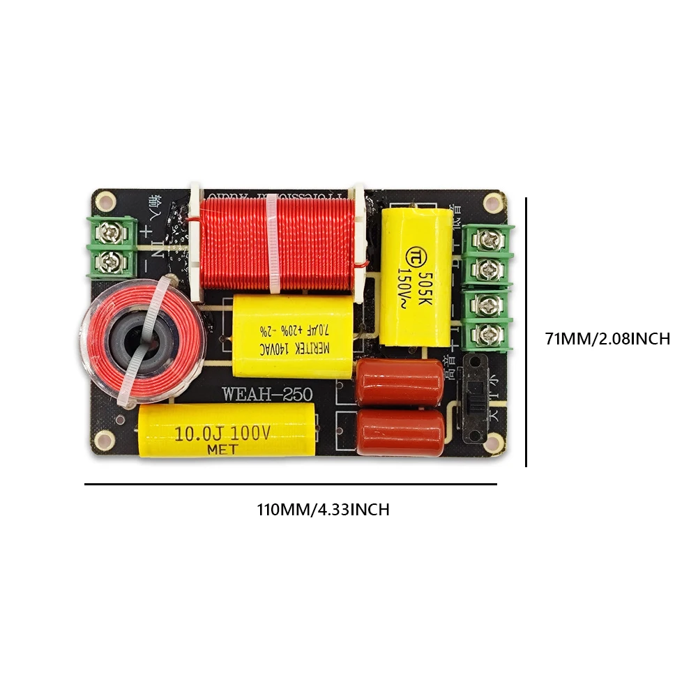 WEAH-250 2 ทิศทางลําโพงความถี่เสียง HiFi Filter Circuit Board 250W ทวีตเตอร์ Bass Crossover Filter Home Sound Theater