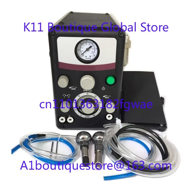 Máquina pneumática de gravação de joias 220V, equipada com micro gravura de cabeça dupla e peça de mão graver de 400-8000 RPM