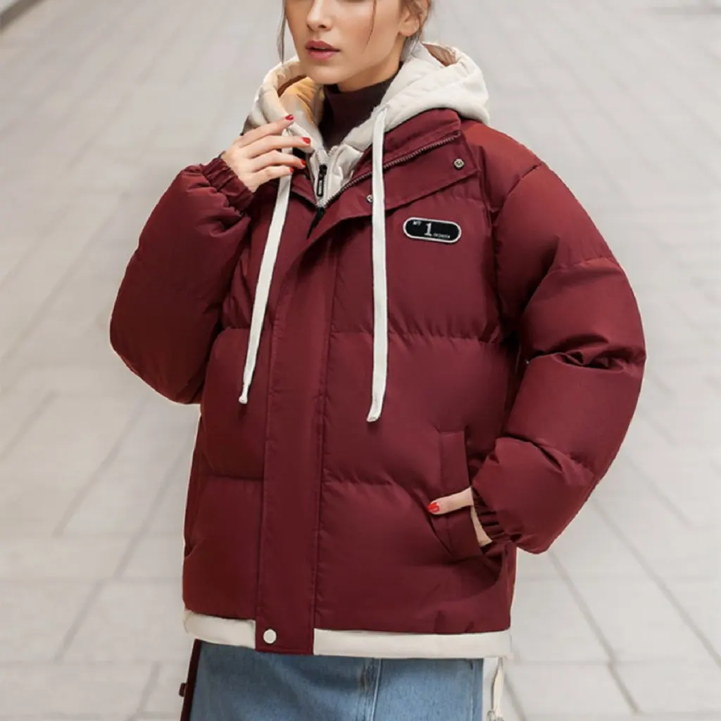 

Женское пальто на хлопковой подкладке, зимняя утолщенная теплая куртка из двух предметов, универсальная пуховая верхняя одежда с хлопковым наполнителем