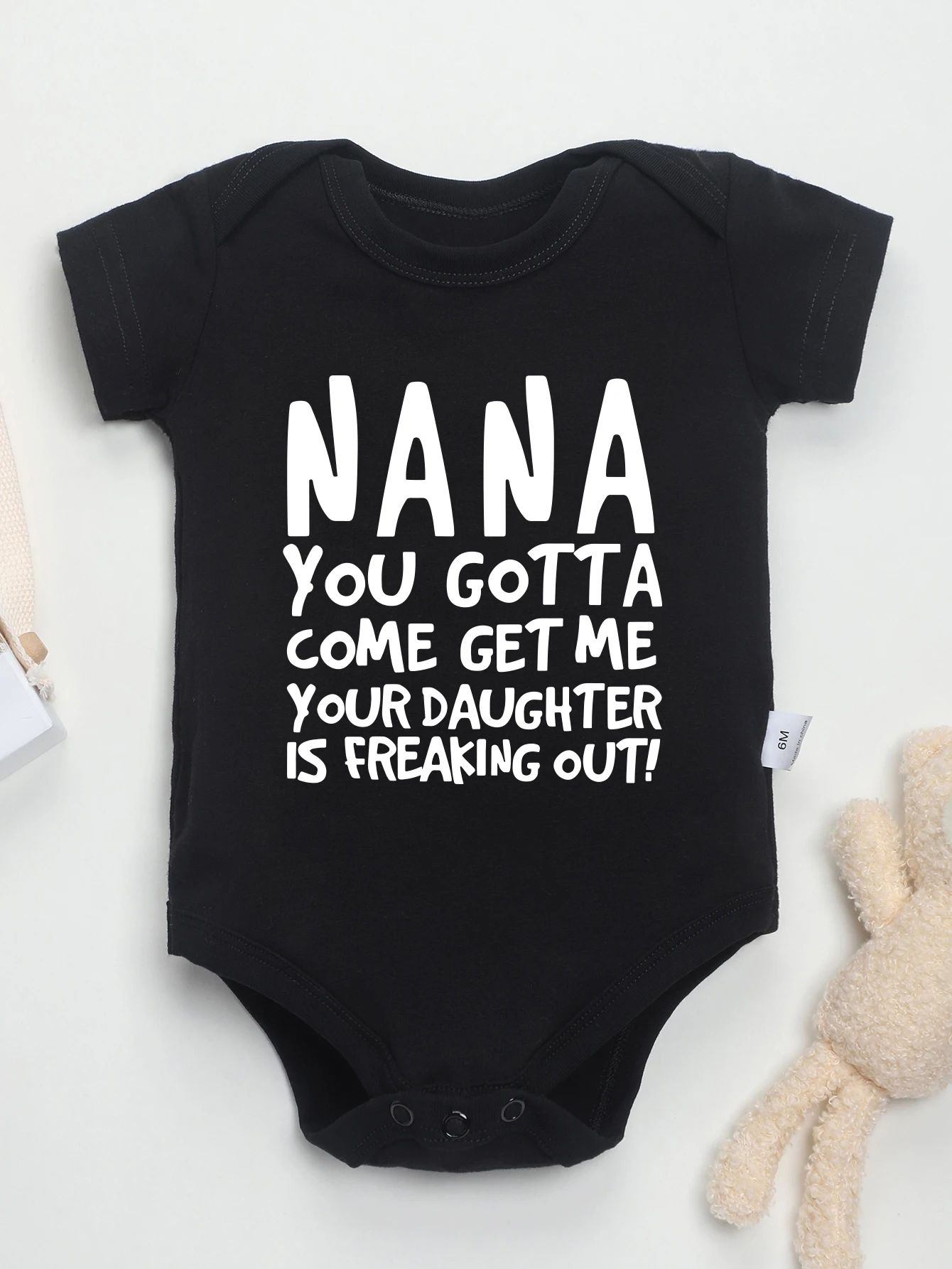 Funny Cute Baby Girl Clothes Black Onesie Short Sleeve Summer Pure Cotton Infant Outfits High Quality Popular Newborn Clothes