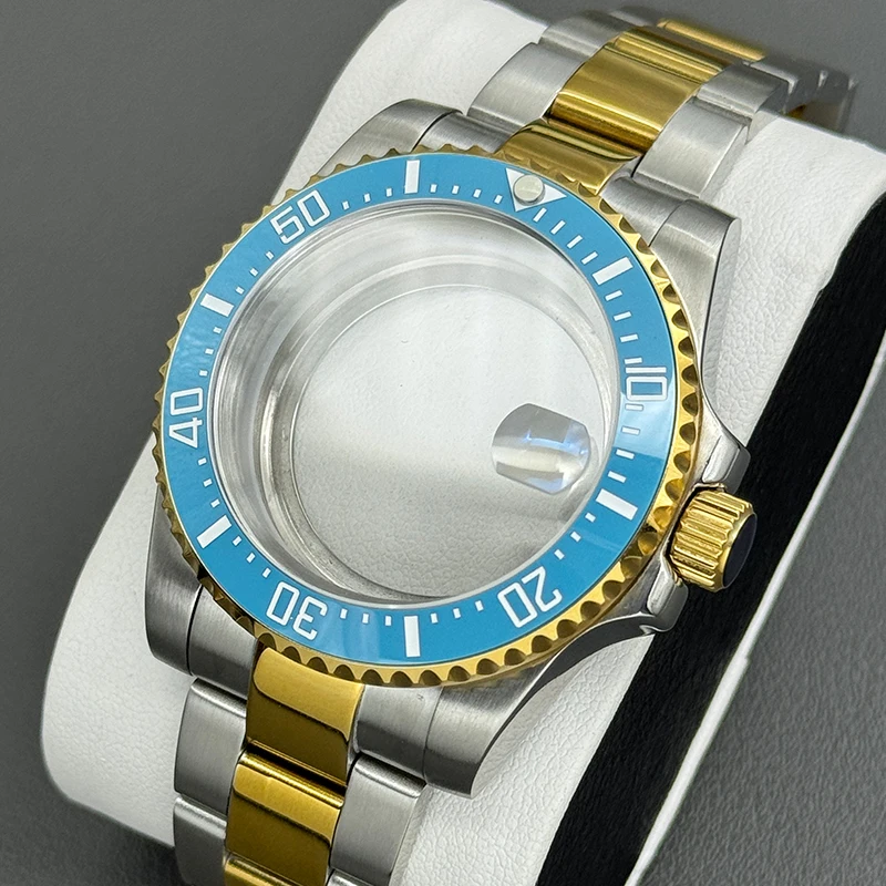40mm Two Tone Watch Case Set Ceramic Bezel Steel Strap Sapphire Glass Adaptation 28.5mmDial NH34 NH35 NH36 Movement Luxury