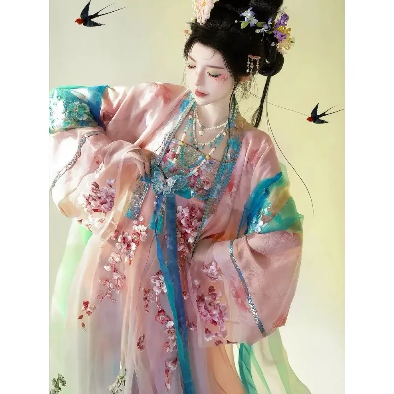 

Tang Dynasty heavy industry embroidered chest-length skirt Famen Temple silk fairy energy daily suit