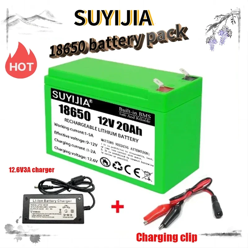 Paquete de batería de litio para vehículo eléctrico, batería de iones de litio de 12V, 20Ah, 12Ah, 6Ah, BMS integrado, 30A, para exteriores, 18650