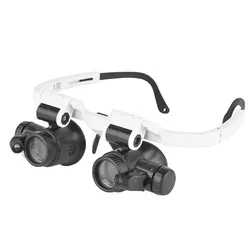 Adjustable LED Light Head-Mounted Magnifying Glass 8X 15X 23X Jewelry Loupe for Welding Soldering - Hands-Free Magnifier with Ca