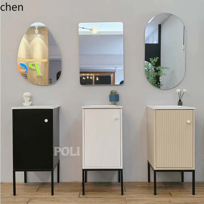 HYS Floor-standing Simple Home Bathroom Cabinet PVC Waterproof Storage Cabinet with Mirror