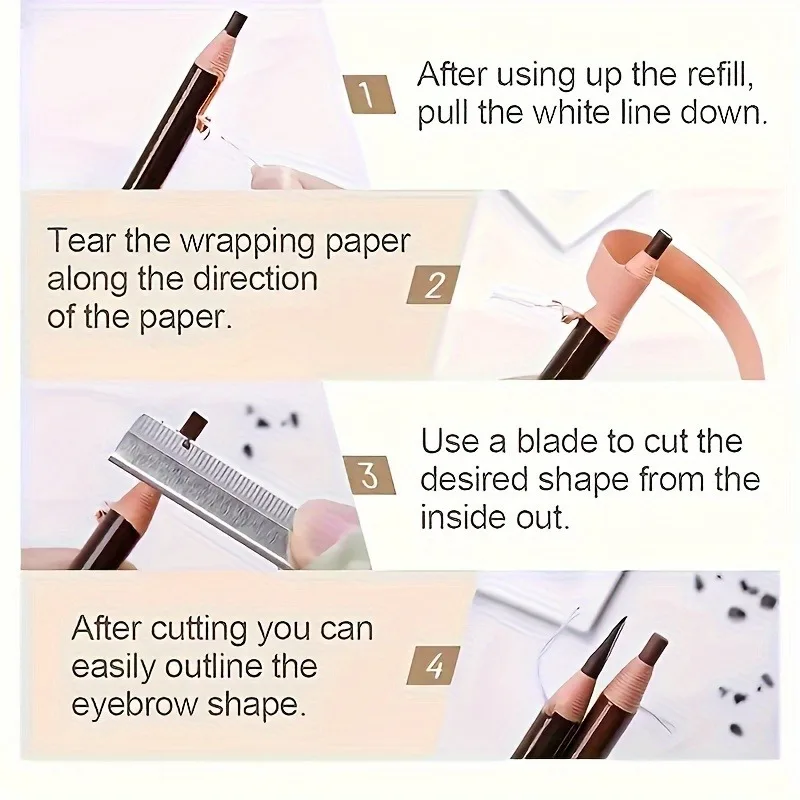 10本入り Hengsi 防水で長持ちするティアオフアイブロウペンシル - 削る必要なし、汚れにくい、すべての肌タイプに適しています