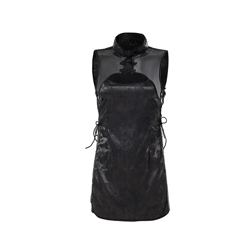 مثير تشيباو مجموعة الملابس الداخلية خمر شيونغسام دور اللعب زي الجانب الشق التعادل فستان مغر الزي مع حزام الرباط وجوارب