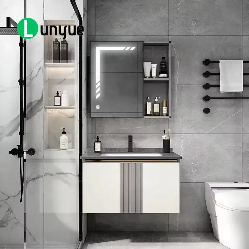 Modern Bathroom Over The Toilet Storage Cabinet With Mirror And Lamp Space Saving Wall Mounted Vanity Unit For Small