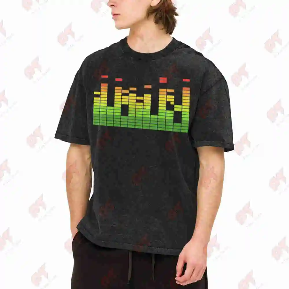 DJ Music Beat Equalizer Soundwave Vintage Washed Tee Pure Cotton T-Shirt