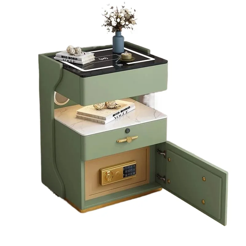 

Умная прикроватная тумбочка. Скрытый противоугонный сейф. Многофункциональный шкаф для хранения в спальне.