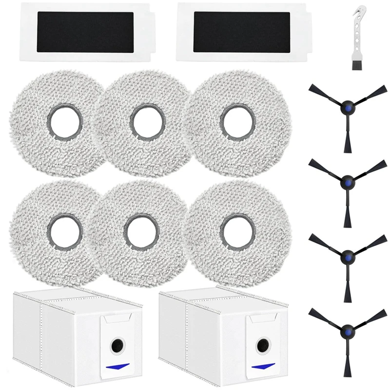 Replacement Part Accessory Set for ECOVACS DEEBOT T30 Pro Omni Robot Vacuum Cleaner:Wipes Dust Bags Side Brushes Filters