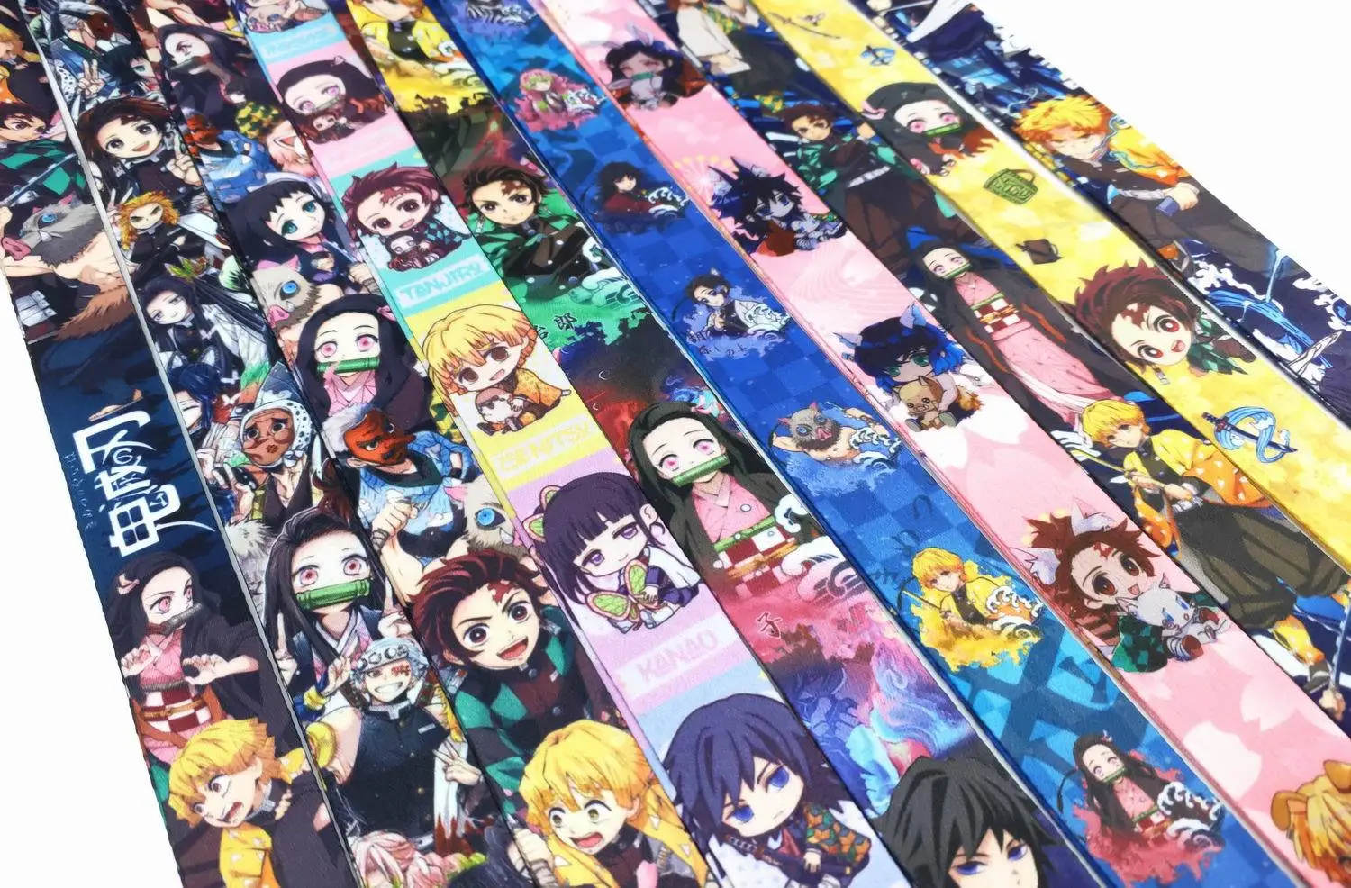 Disney Kimetsu no Yaiba  Printed Keychain Lanyard For Keys ID Badge Holder Neck Strap Hang Rope Webbing Ribbon