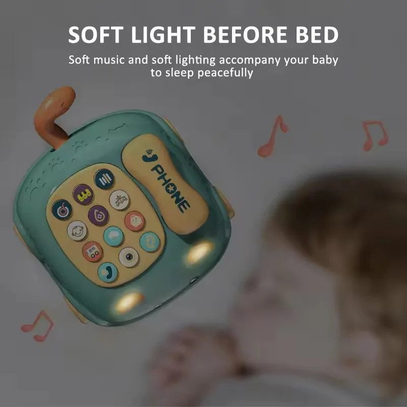 Bebê 3-em-1 brinquedos de telefone musical criança brinquedo de aprendizagem interativo com luzes gato telefone história educação precoce presente montessori