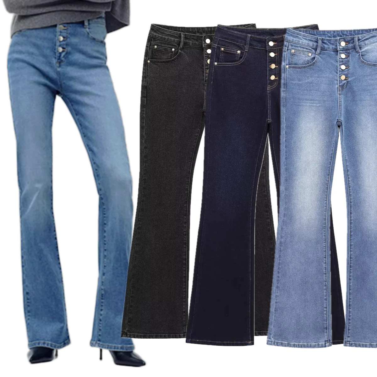 

Maxdutti минималистичные женские джинсы с высокой талией, однобортные облегающие джинсы в стиле ретро, женские офисные женские джинсовые брюки, женские