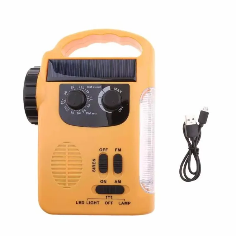 Emr2000 Eletree Multi-Function Led Flashlight Am Fm Sw Emergency Hand Crank Solar Radio With Usb Mp3 and Reading Lamp
