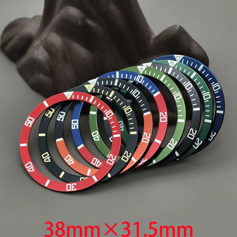 

Customized 38mmx31.5mm Flat Aluminum Bezel Insert Ring Fit SKX007 SKX009 SRPD Watch Case NH35 NH36 Movement Men Watch Refit Part